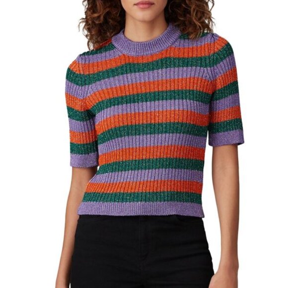Ganni Stripe Lurex Knit Sweater Size Small - Picture 1 of 11